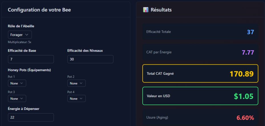 Calculateur CAT Earning
